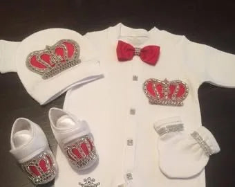 Nome personalizado bebê macacão menino algodão roupas de bebê recém-nascido 0-3 mês strass coroa jurken branco pijamas do bebê conjunto para meninos