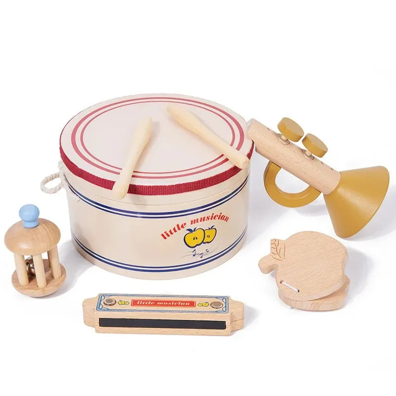 Xilofone de madeira Drum Set para crianças, Montessori Baby Instrumentos Musicais, Bateria, Instrumentos de Percussão, Brinquedos