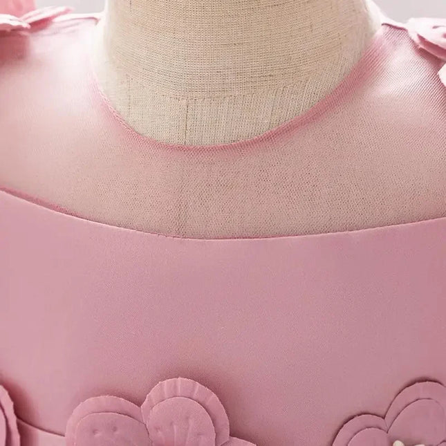 Vestido de princesa de malha para bebês e meninas, arco de manga, doce e fofo, adesivo elegante, Natal, casamento, florista, novo