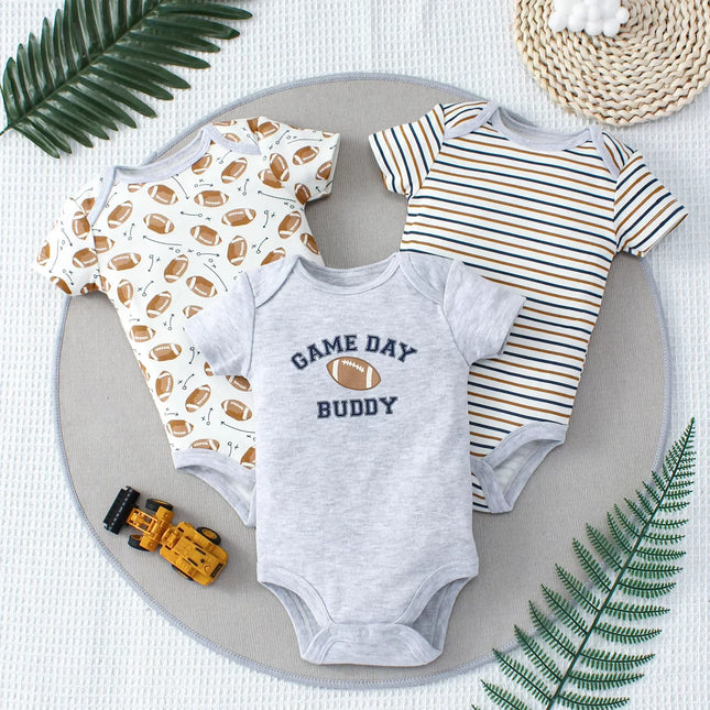 Conjunto de 3 Body Bebê Verão - Dinossauro e Listras