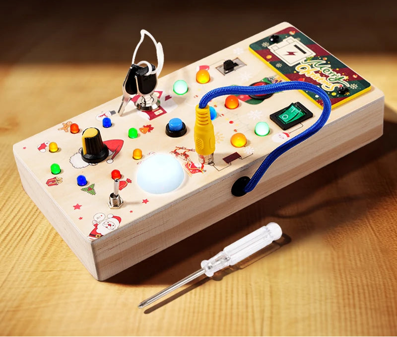 Crianças educação precoce brinquedos eletrônico led luz bebê sensorial ocupado placa montessori para a criança presentes de natal
