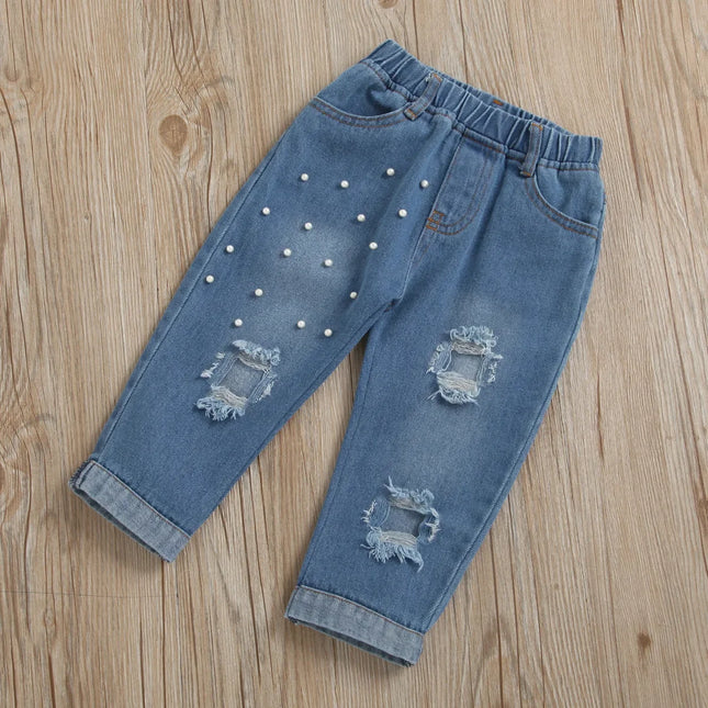 Conjuntos de roupas de verão feminino, Little Princess Baby Suits, Camisola, Calças jeans, Roupa de festa de aniversário, Roupa infantil nova, 2 anos, 3 anos, 4 anos, 5 anos, 6 anos