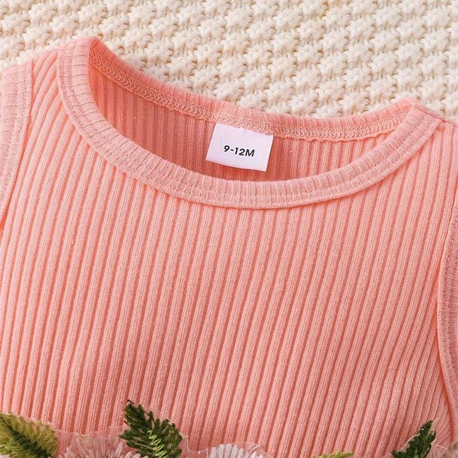 Vestido de renda sem mangas para menina recém-nascida, top curto, com design de flores, cintura, para o verão, para bebê, 2019