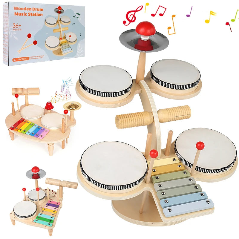 Tambor de madeira do bebê, Instrumento Musical, Brinquedos de percussão, Xilofone 8-Tone, Piano, Aprendizagem Paroquial, Ritmo Pré-Escolar, Brinquedo Educativo