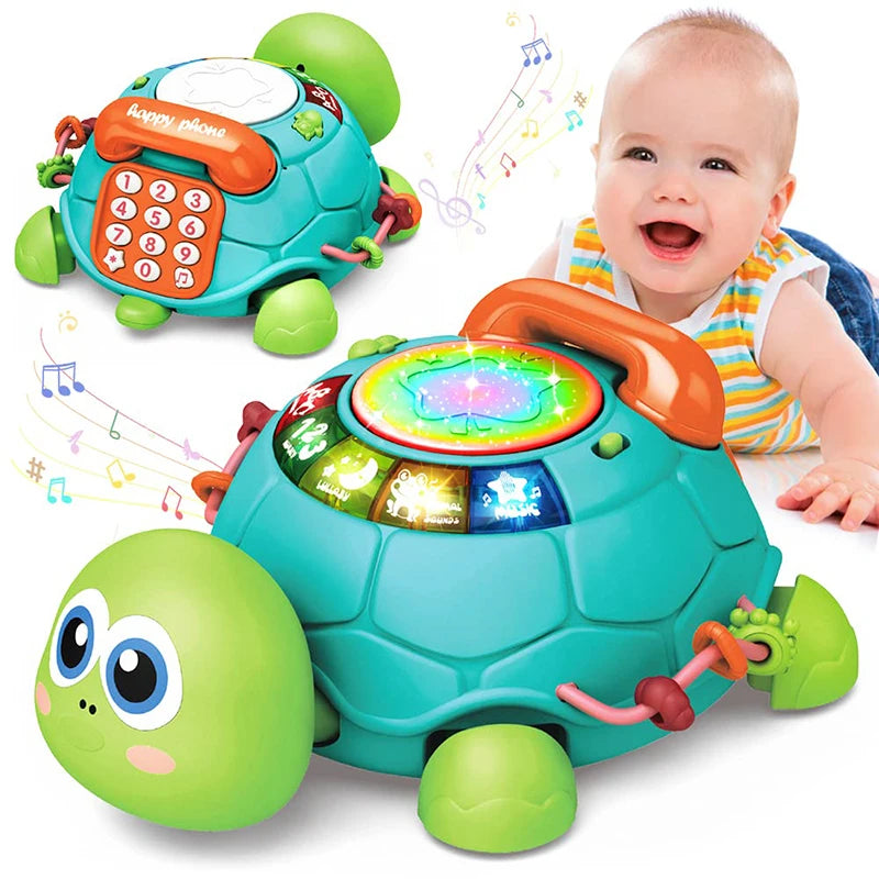 Baby Turtle Crawling Music Toy, Light Sound, Music, Early Learning, Brinquedos Educativos, Infant Toddler Gifts, 6-18 Meses