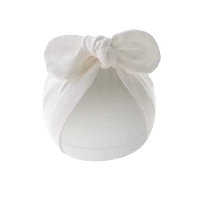 Bonnet do Beanie de algodão monocromático do recém-nascido, arcos bonitos, chapéus turbante, boné para criança, acessórios do bebê, meninas, meninos, infantil, 0-24m