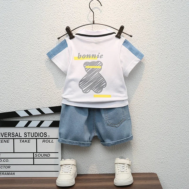 Conjunto de t-shirts e shorts infantis, roupas de bebê, roupas de treino infantis, roupas infantis, casual, verão, novo, 2 peças por conjunto