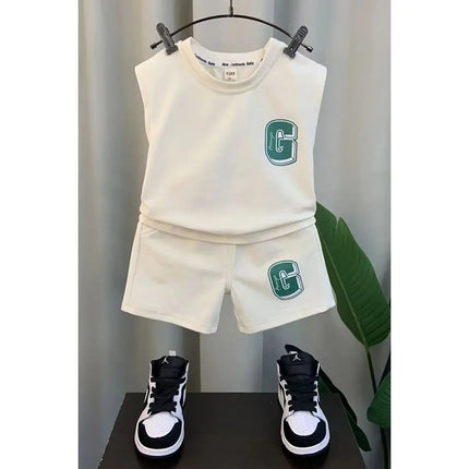 Kids Boys Summer Vest Set New Fashionable Baby Net Red Clothes Meninos e Moda Infantil Two Piece Set Kids Outfits
