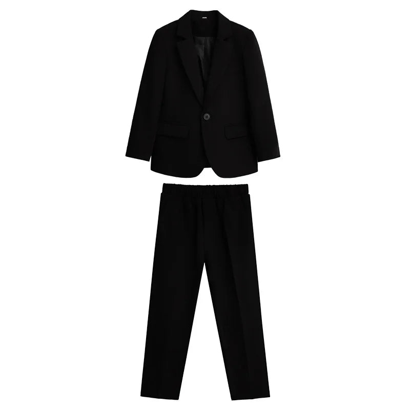 Jaqueta blazer sólida e calças para crianças, smoking formal, conjuntos de roupas infantis, traje britânico, terno de lazer adolescente, moda