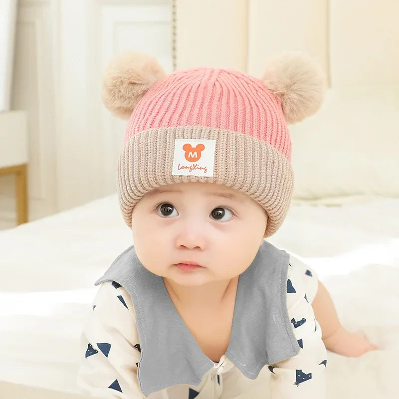 Conjunto de chapéu e cachecol de malha quente infantil, boné infantil, criança, meninos, meninas, gorro de crochê, bebê, inverno, 1 conjunto