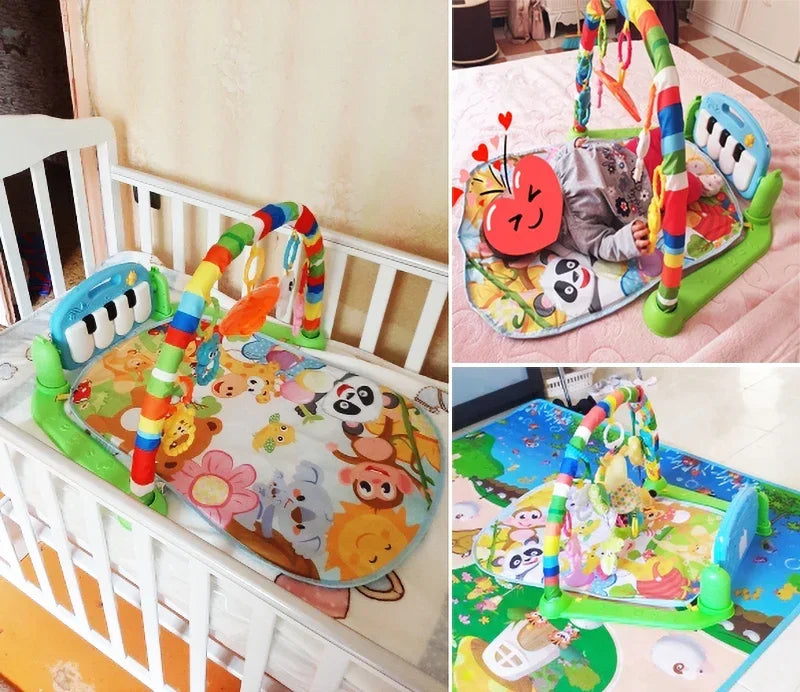 Brinquedo do bebê presente atividade do bebê ginásio música rack jogar esteira do miúdo quebra-cabeça teclado de piano infantil playmat rastejando jogo almofada