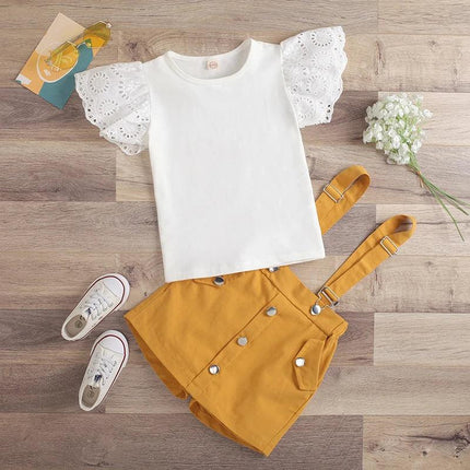 Conjuntos de verão de algodão feminino, Top e macacão, Fatos de bebé Little Princess, Roupa de criança, 2 anos, 3 anos, 4 anos, 5 anos, 6 anos, 2024