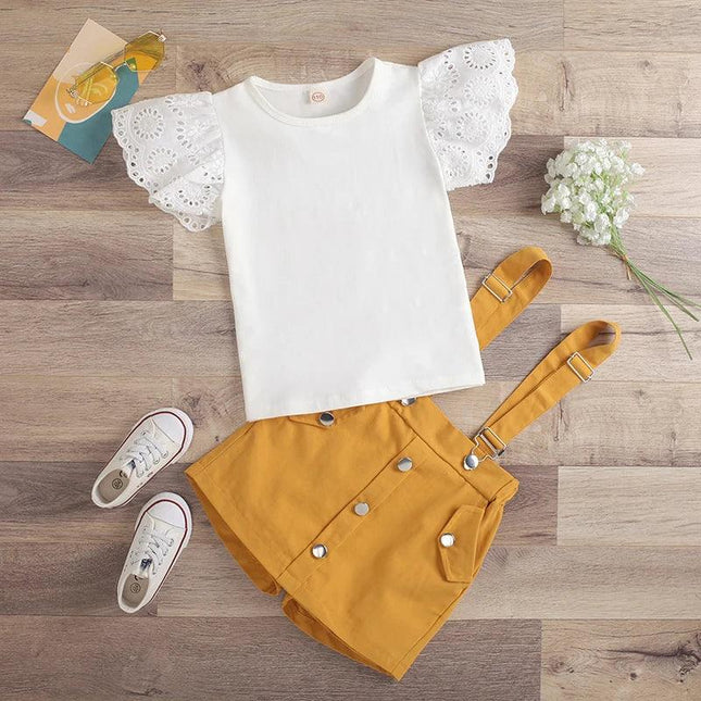 Conjuntos de verão de algodão feminino, Top e macacão, Fatos de bebé Little Princess, Roupa de criança, 2 anos, 3 anos, 4 anos, 5 anos, 6 anos, 2024