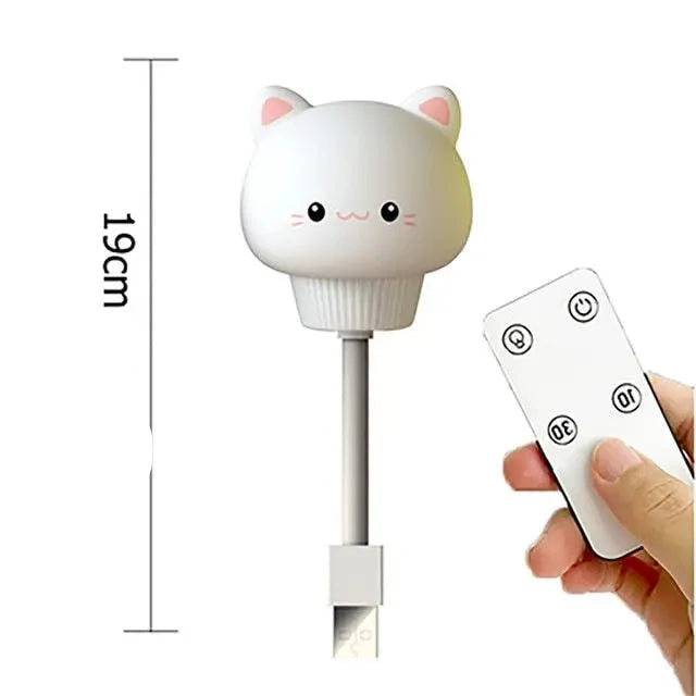 LED USB Night Light para crianças, lâmpada bonito dos desenhos animados, urso, pintinho, gatinho, controle remoto, bebê, criança, decoração do quarto, cabeceira