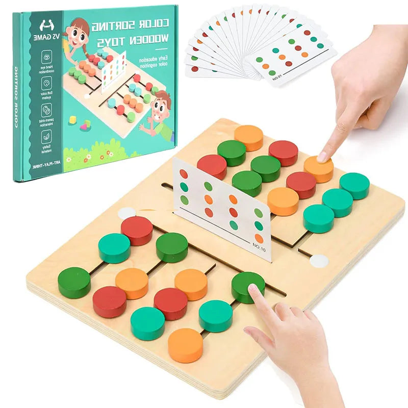 Montessori madeira colorido Slide Puzzle Board Game, correspondência de cores, brinquedos educativos sensoriais, atividade pré-escolar para crianças
