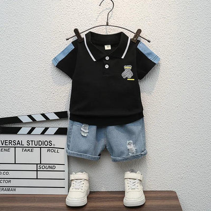 Conjunto de t-shirts e shorts infantis, roupas de bebê, roupas de treino infantis, roupas infantis, casual, verão, novo, 2 peças por conjunto