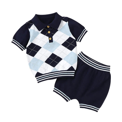 Conjunto de roupas para bebês recém-nascidos, malha de algodão, pulôver infantil para meninas, gola virada para baixo + shorts, verão, meninos, suéter + calças, 0-18 meses