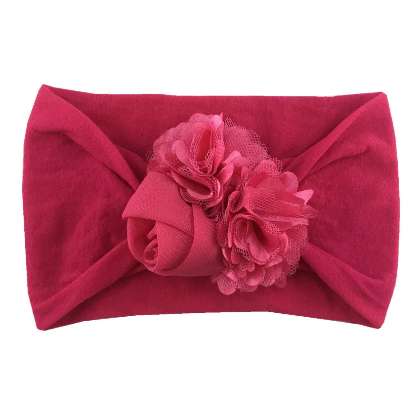 Soft Stretch Flower Knot Headband para crianças, Wide Nylon Headwraps, Baby Girls Hair Bands, Photo Props, Acessórios para recém-nascidos