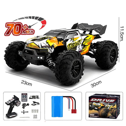 Carro com controle remoto LED para crianças, 1:16, 70 kph ou 50 kph, 4WD, monstro de alta velocidade Drift, caminhão 4x4, Wltoys 144001 Brinquedos