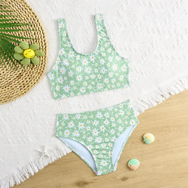2025 floral meninas maiô de cintura alta biquíni crianças banho feminino banhistas natação terno verão beachwear