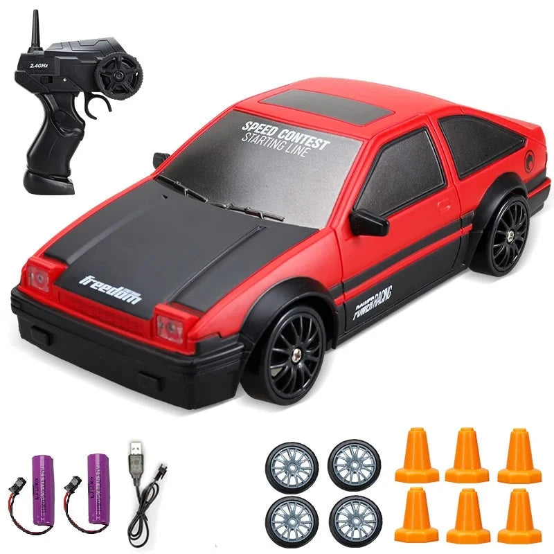 Alta Velocidade Drift RC Car Toy para Crianças, Controle Remoto 4WD, Modelo AE86, Veículo GTR, Carros de Corrida RC, Presentes de Natal, 2.4G