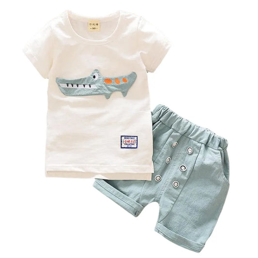 Baby Girls' Cartoon Casual T-shirt e Shorts Suit, roupas de criança, fatos de treino infantis, moda infantil, verão, novo, 2 peças por conjunto