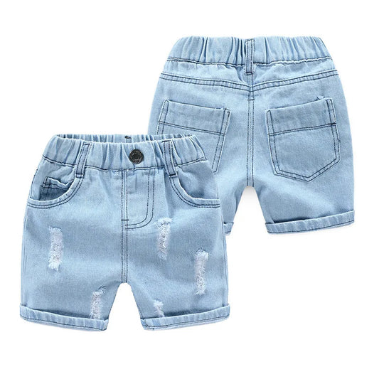 Shorts de praia jeans infantil, calça curta infantil, roupa de bebê, Capris de verão, algodão, meninos, 2 a 9 anos, KF553