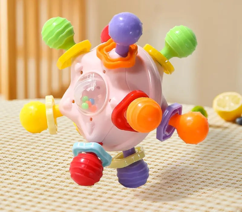 Manhattan Star Soft Silicone Hand Grab Ball Chocalho Infantil Mastigável, Criança Dentes Calmante Brinquedo Sensorial Do Bebê, Presente Recém-nascido