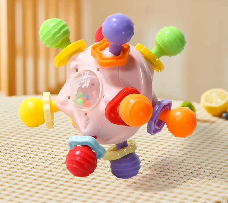 Manhattan Star Soft Silicone Hand Grab Ball Chocalho Infantil Mastigável, Criança Dentes Calmante Brinquedo Sensorial Do Bebê, Presente Recém-nascido