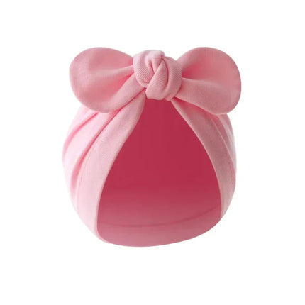 Bonnet do Beanie de algodão monocromático do recém-nascido, arcos bonitos, chapéus turbante, boné para criança, acessórios do bebê, meninas, meninos, infantil, 0-24m