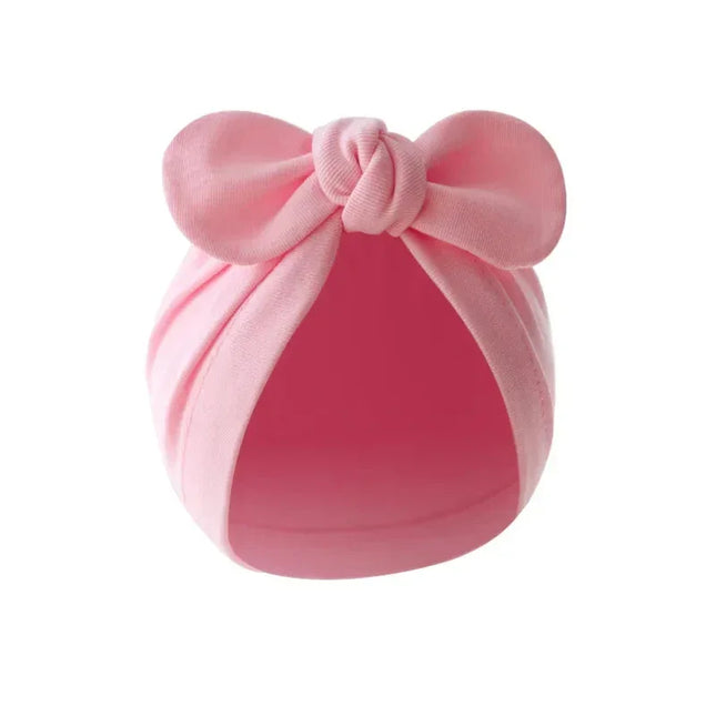 Bonnet do Beanie de algodão monocromático do recém-nascido, arcos bonitos, chapéus turbante, boné para criança, acessórios do bebê, meninas, meninos, infantil, 0-24m