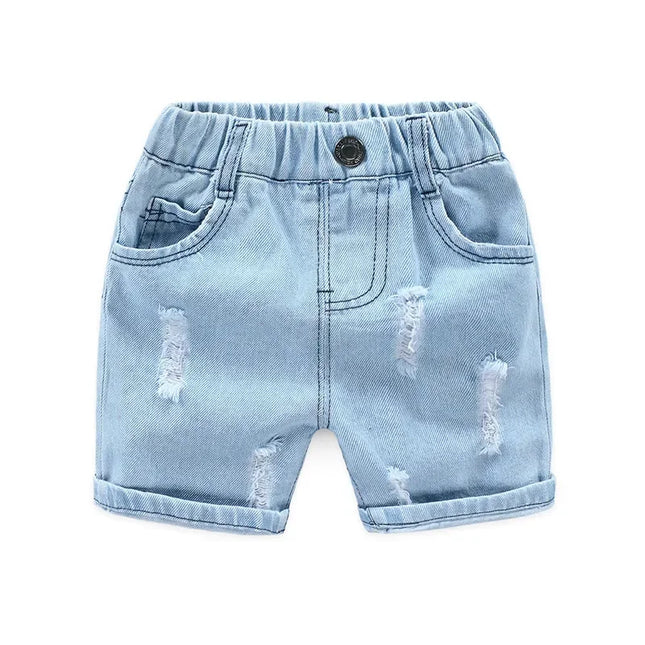 Shorts de praia jeans infantil, calça curta infantil, roupa de bebê, Capris de verão, algodão, meninos, 2 a 9 anos, KF553