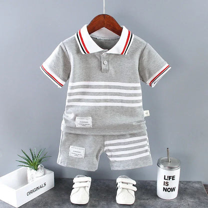 Roupas de verão para bebês meninos de 9 a 12 meses, camisetas com estampa de dinossauro, gola virada para baixo, tops e shorts, 2 peças, conjuntos de roupas infantis