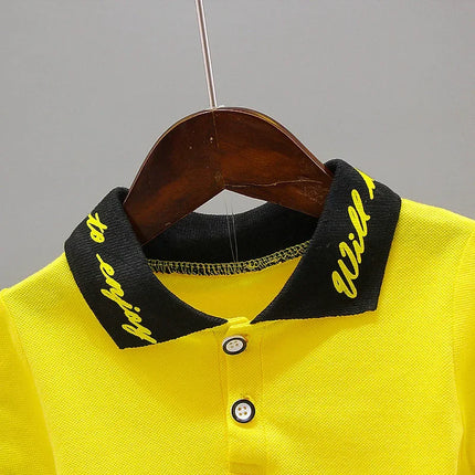 Bebê menino conjuntos de roupas de verão moda coreana turn-down colarinho camisetas topos e shorts duas peças roupas infantis crianças agasalhos