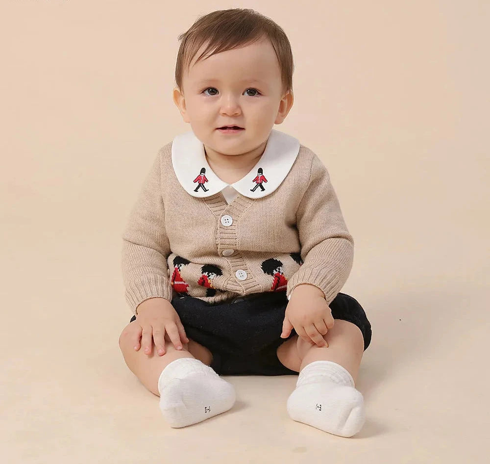 Cardigan de malha infantil, suéter, casaco para meninos recém-nascidos, outwear infantil, roupas para crianças, primavera e outono