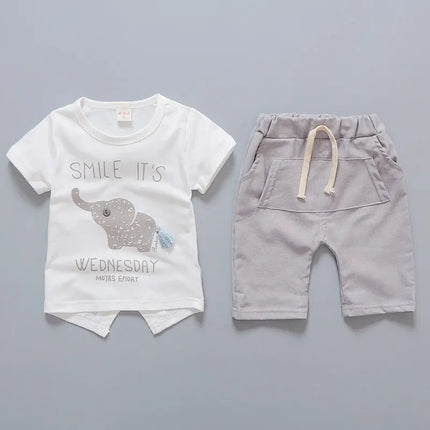 Conjunto de camiseta e shorts infantis dos desenhos animados, roupas de bebês, roupas de treino infantis, traje esportivo casual, novo, verão, 2 peças por conjunto