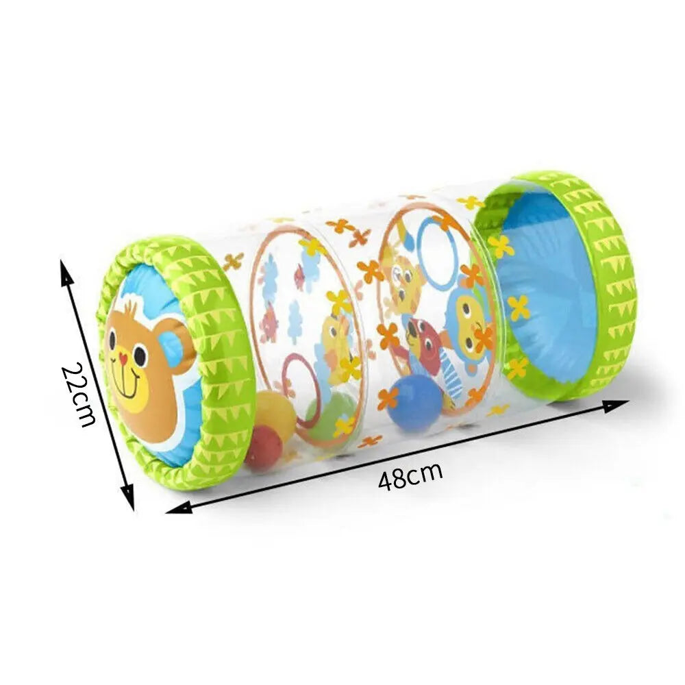 Brinquedo de atividade de desenvolvimento de rolo de engatinhar do bebê com jogos de chocalho de bola para o desenvolvimento de bebês 6 12 m brinquedo de engatinhar inflável