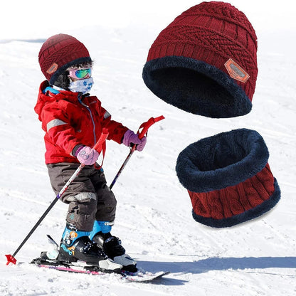 Conjunto de chapéu e cachecol de malha quente infantil, boné macio, gorro, infantil, meninos, meninas, crianças, outono, inverno, 5-14 anos