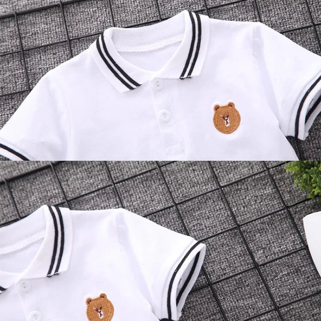 Conjuntos de roupas de verão para bebês meninos bordados de urso, camiseta e shorts de manga curta infantil 2pcs suit, moda infantil 1 a 5 anos