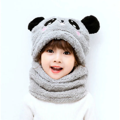 Chapéu do lenço do panda dos desenhos animados de pelúcia infantil, boné Balaclava Windproof, velo de cordeiro, gorro encapuzado, luxuoso, exterior, Esqui, Meninos, Meninas, Crianças, Inverno