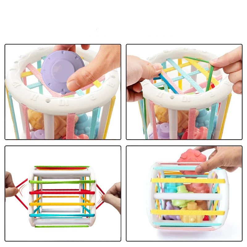 Blocos de classificação de cubo colorido para bebê, Bin sensorial, brinquedos educativos Montessori, jogo para menino e menina de 1 e 2 anos