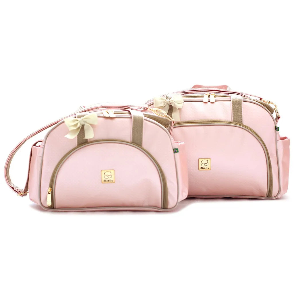 Kit Conjunto Bolsas Maternidade Bebe Menina Menino Enxoval Miellu - Linha Prática - Bolsa G, Bolsa P e Trocador