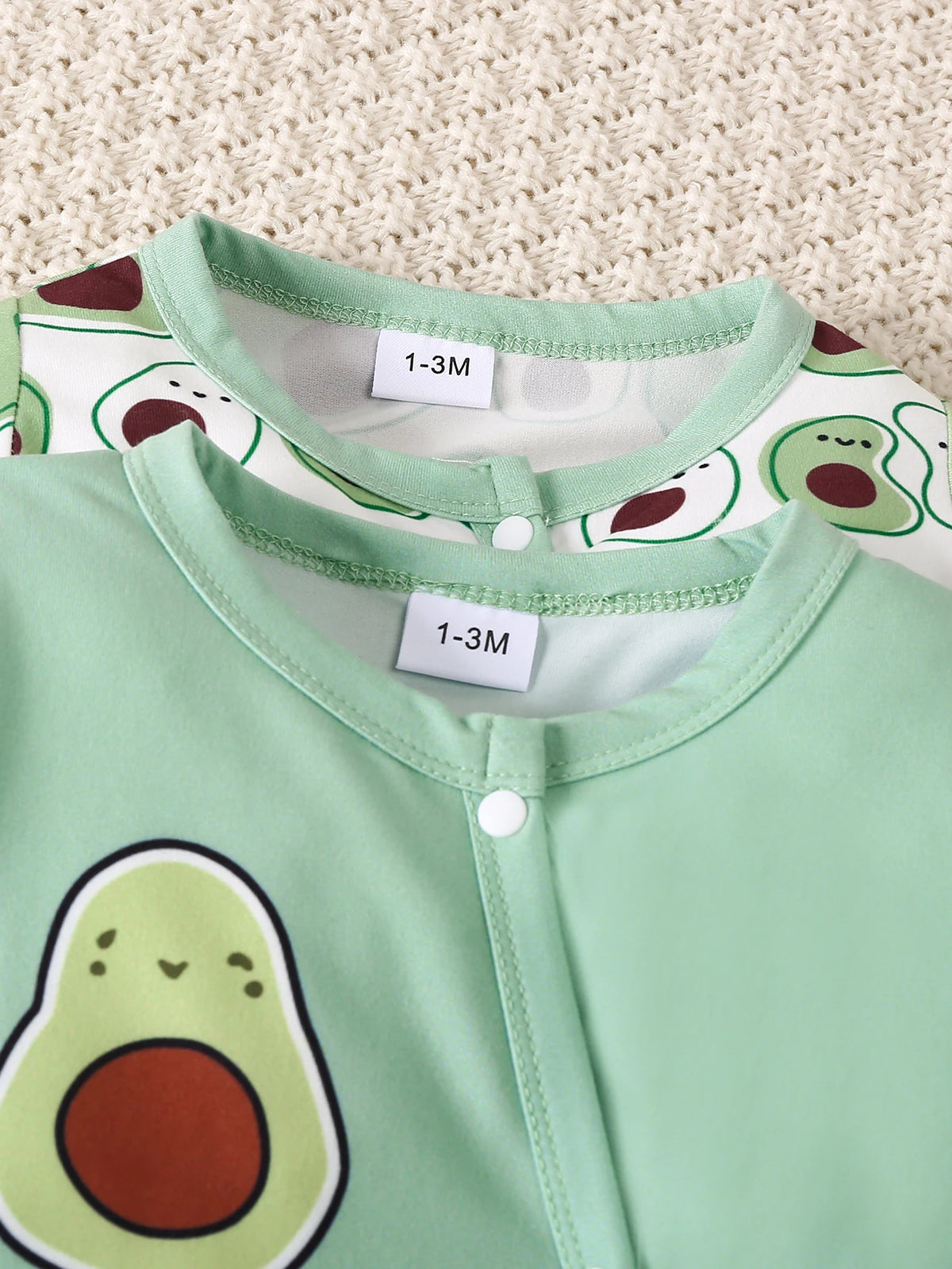 Terno de escalada com padrão de desenho animado para bebê, roupa interior, bonito Onesie, cheio de impresso, verde claro, recém-nascido, 2 pcs set, 0 a 9m