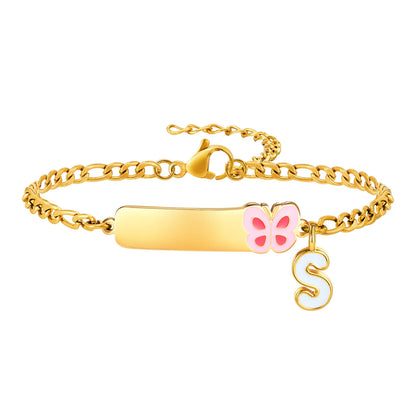 Pulseiras com pingentes iniciais Vnox A-Z para bebês meninas, pulseiras com identificação de data de aniversário com nome personalizado, presente de batismo de aço inoxidável antialérgico