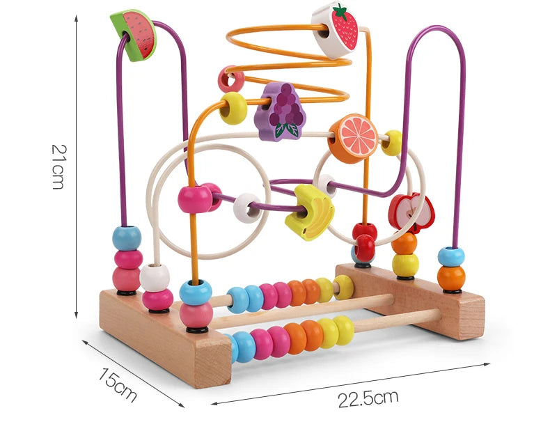 Labirinto de Contas de Madeira Montessori - Brinquedo Educacional