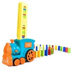 Trem de dominó automático para crianças, carro elétrico, kit de blocos de tijolos, jogo criativo, inteligência educacional, brinquedo DIY, presente de aniversário para menino