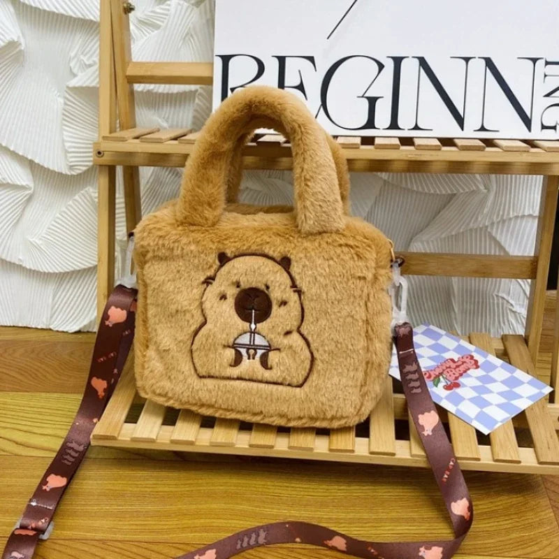 Bolsa de pelúcia dos desenhos animados para crianças, Anime Peripheral Products, Boneca Kapybara bonito, Crossbody Coin Bag