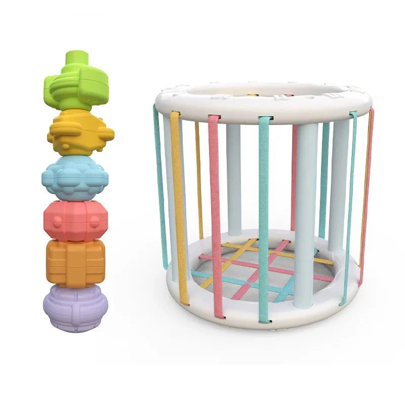 Blocos de classificação de cubo colorido para bebê, Bin sensorial, brinquedos educativos Montessori, jogo para menino e menina de 1 e 2 anos