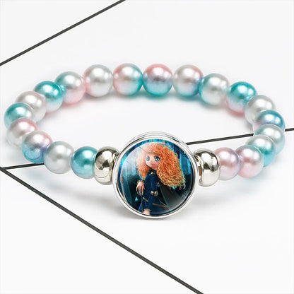 Disney Cartoon Frozen Princess Bracelet para Crianças, Elsa e Anna, Jóias Acessórios, Talão Colorido, Presente de Aniversário, Bonito