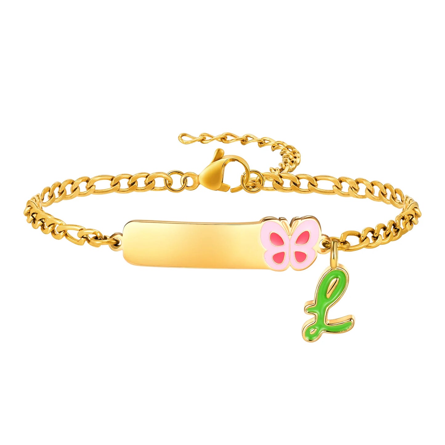 Pulseiras com pingentes iniciais Vnox A-Z para bebês meninas, pulseiras com identificação de data de aniversário com nome personalizado, presente de batismo de aço inoxidável antialérgico